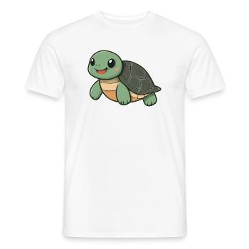 Cute Happy Turtle - Adorable and Cheerful Cartoon - Men's T-Shirt - white - Front - AI Model Male 178 dark (178cm)