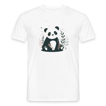Panda amoureux avec des plantes minimalistes - T-shirt homme - blanc - Devant - AI Model Male 178 dark (178cm)