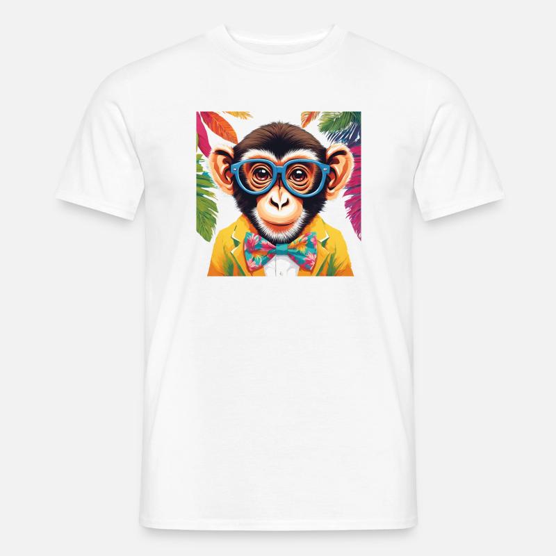 Lebendiger Affe in stilvoller Kleidung - Männer T-Shirt - Weiß