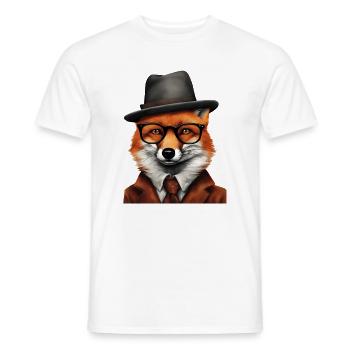 Sherlock Fox in Classic Attire - Men's T-Shirt - white - Front - AI Model Male 178 dark (178cm)