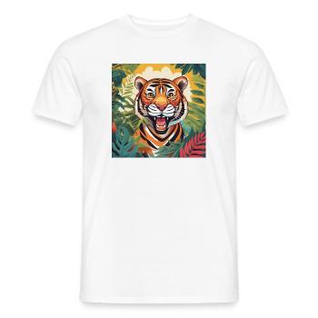 Vibrant Jungle Tiger Illustration - Men's T-Shirt - white - Front - AI Model Male 178 dark (178cm)