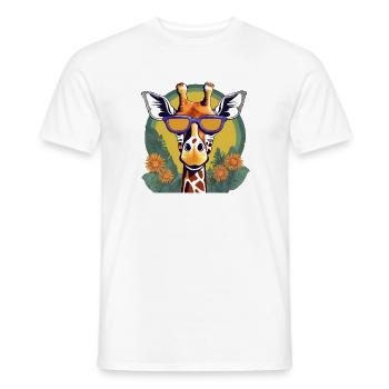 Girafe ludique avec des lunettes de soleil - T-shirt homme - blanc - Devant - AI Model Male 178 dark (178cm)