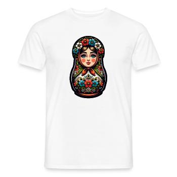 Russian Girl Matroschka Moskau mit Sonnenbrille - Männer T-Shirt - Weiß - Vorne - AI Model Male 178 dark (178cm)