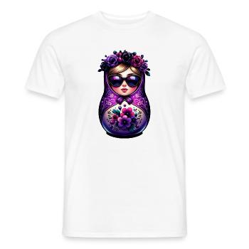 Russian Girl Matryoshka Moscow with Sunglasses - Men's T-Shirt - white - Front - AI Model Male 178 dark (178cm)