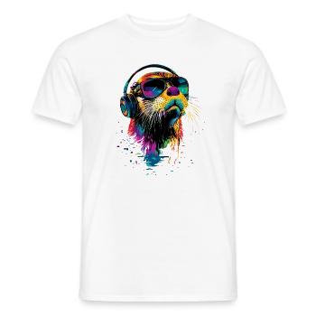 Loutre Loutre de mer Loutre Loutre Martre amour Loutre mignonne - T-shirt homme - blanc - Devant - AI Model Male 178 dark (178cm)