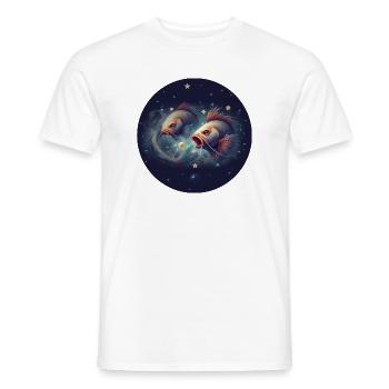 Weltraumfische im Sternenmeer - Sternzeichen Fisch - Männer T-Shirt - Weiß - Vorne - AI Model Male 178 dark (178cm)