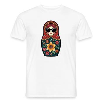 Russian Girl! Matroschka Russisch Sonnenbrille - Männer T-Shirt - Weiß - Vorne - AI Model Male 178 dark (178cm)