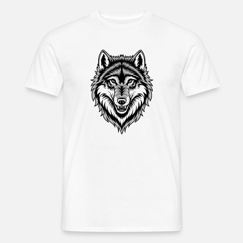 Wolf Kostüm blauer Wolfskopf Werwolf und - Männer T-Shirt - Weiß