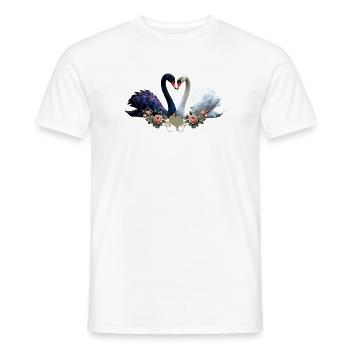 Lien éternel, cygnes noirs et blancs amoureux - T-shirt homme - blanc - Devant - AI Model Male 178 dark (178cm)