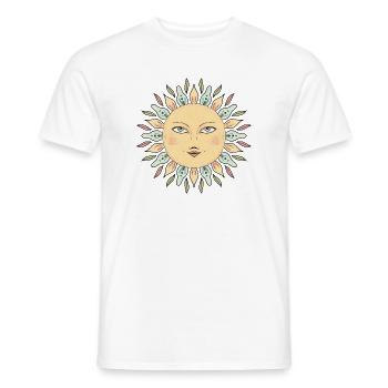 Sonnengesicht Mandala Stil - Männer T-Shirt - Weiß - Vorne - AI Model Male 178 dark (178cm)
