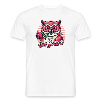 Hibou rétro amoureux - Design mignon de la Saint-Valentin - T-shirt homme - blanc - Devant - AI Model Male 178 dark (178cm)