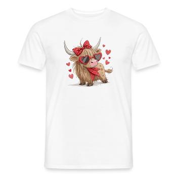 Highland-Kuh Valentinstag – Süß und Verspielt - Männer T-Shirt - Weiß - Vorne - AI Model Male 178 dark (178cm)