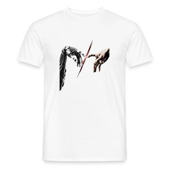 Mensch Roboter Berührung – Michelangelo Symbiose - Männer T-Shirt - Weiß - Vorne - AI Model Male 178 dark (178cm)
