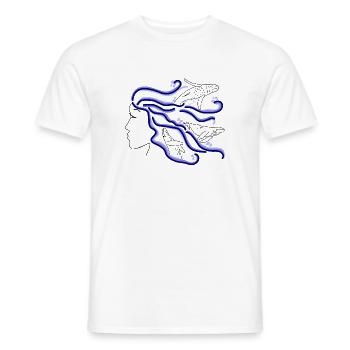 Buckelwal Frau Silhouette Haare dunkel gezeichnet - Männer T-Shirt - Weiß - Vorne - AI Model Male 178 dark (178cm)