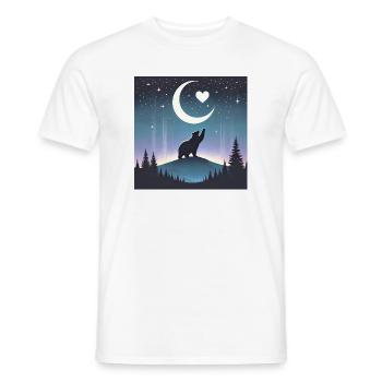 Love Under Moonlight - Mystic Bear in the Moon Window - Men's T-Shirt - white - Front - AI Model Male 178 dark (178cm)