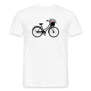 Vélo Floral - T-shirt homme - blanc - Devant - AI Model Male 178 dark (178cm)