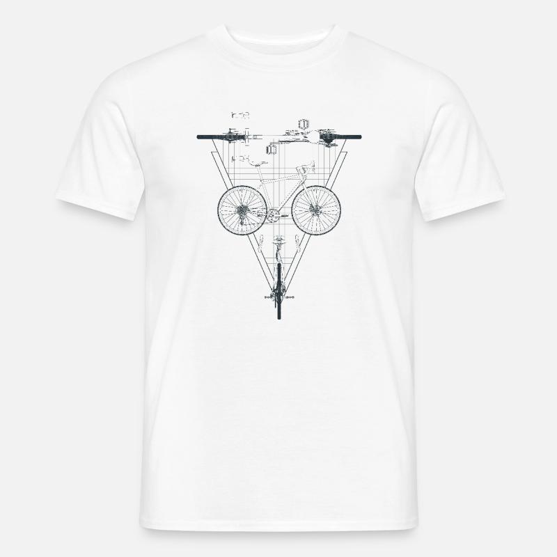 Geometric Bicycle Inside Triangle Emblem - Men’s T-shirt - white