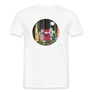 Fröhliche Monster-Gruppe im zauberhaften Wald - Männer T-Shirt - Weiß - Vorne - AI Model Male 178 dark (178cm)