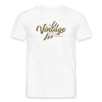 Design rétro vintage anniversaire 1975 - T-shirt homme - blanc - Devant - AI Model Male 178 dark (178cm)