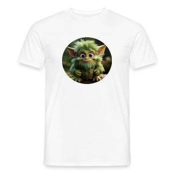 Grüner Fantasie-Waldkobold mit großen Augen - Männer T-Shirt - Weiß - Vorne - AI Model Male 178 dark (178cm)