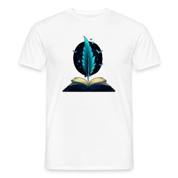 Magisches Buch & Feder – Schreiben & Fantasie - Männer T-Shirt - Weiß - Vorne - AI Model Male 178 dark (178cm)