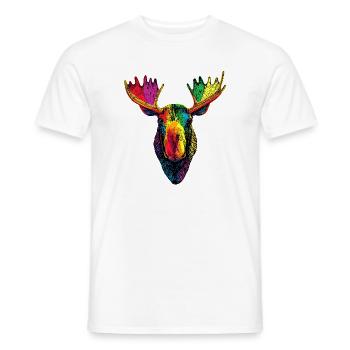 Orignal, Mosses, Bull, Eli, Bois, Cerf, Orignal sauvage - T-shirt homme - blanc - Devant - AI Model Male 178 dark (178cm)