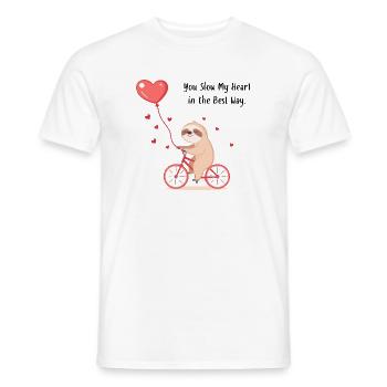 Sloth with Heart Balloon – Valentine’s Day Gift - Men's T-Shirt - white - Front - AI Model Male 178 dark (178cm)