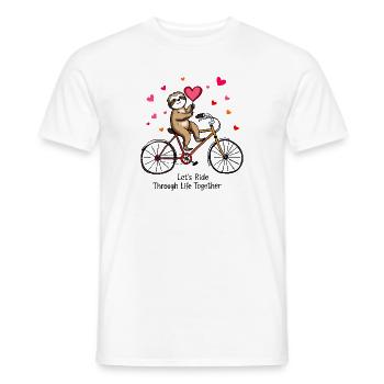 Paresseux à vélo – Design romantique de la Saint-Valentin - T-shirt homme - blanc - Devant - AI Model Male 178 dark (178cm)