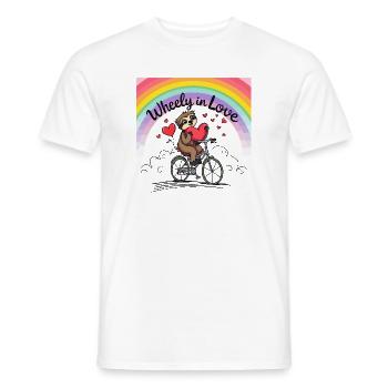 Entzückendes Faultier auf Fahrrad mit Herz und Regenbogen - Männer T-Shirt - Weiß - Vorne - AI Model Male 178 dark (178cm)