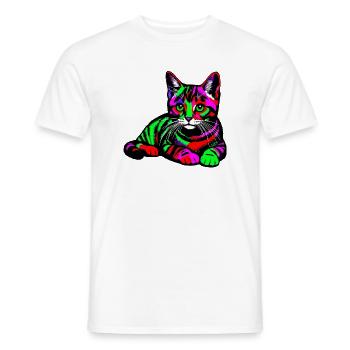 Cat - Men's T-Shirt - white - Front - AI Model Male 178 dark (178cm)