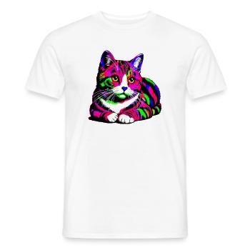 Chat - T-shirt homme - blanc - Devant - AI Model Male 178 dark (178cm)