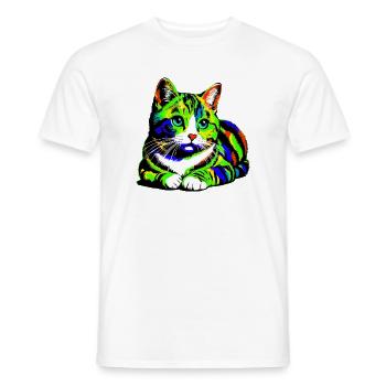 Cat - Men's T-Shirt - white - Front - AI Model Male 178 dark (178cm)