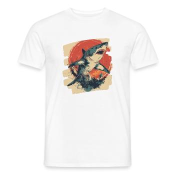 Requin rétro - T-shirt homme - blanc - Devant - AI Model Male 178 dark (178cm)