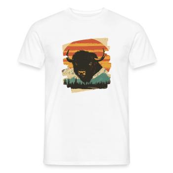 Bison Retro - Männer T-Shirt - Weiß - Vorne - AI Model Male 178 dark (178cm)