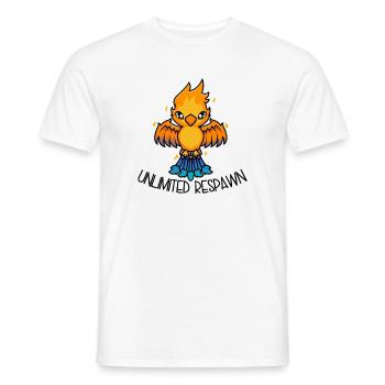Unlimited Respawn – Cute Phoenix Cartoon - Men's T-Shirt - white - Front - AI Model Male 178 dark (178cm)
