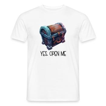 Old Treasure Chest – YES OPEN ME Cartoon - Men's T-Shirt - white - Front - AI Model Male 178 dark (178cm)