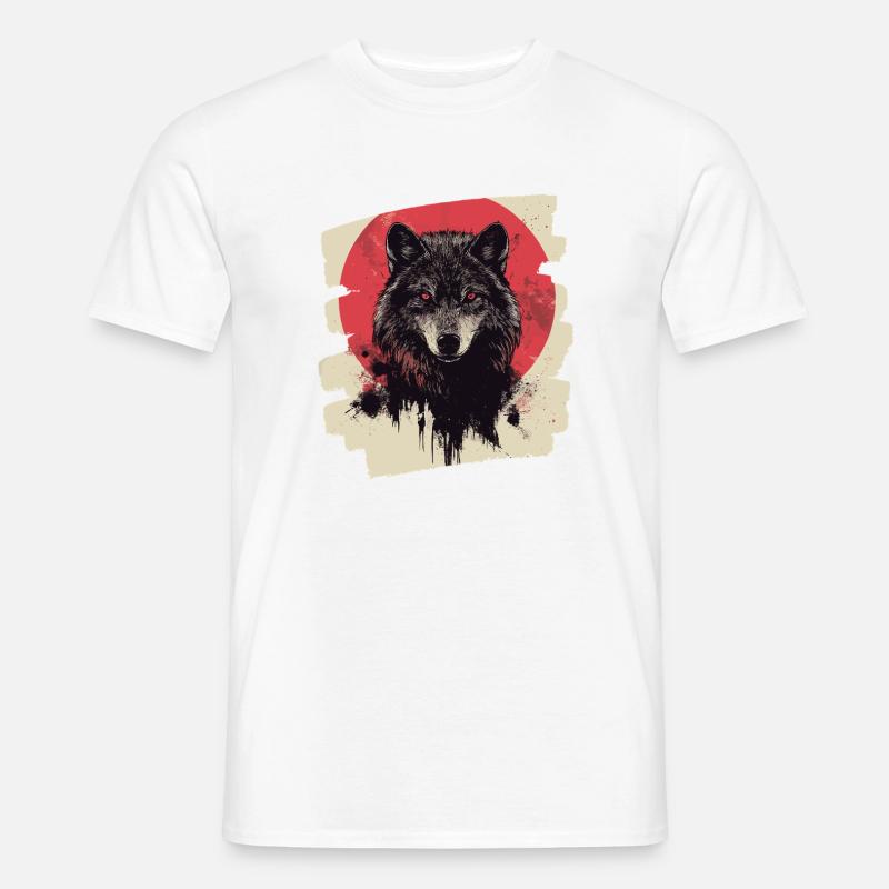 Wolf Retro - Männer T-Shirt - Weiß