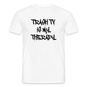Trash TV Is My Therapy – Émission de télé-réalité Love - T-shirt homme - blanc - Devant - AI Model Male 178 dark (178cm)