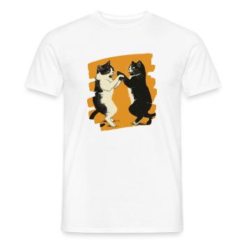 Combat de chats japonais - T-shirt homme - blanc - Devant - AI Model Male 178 dark (178cm)