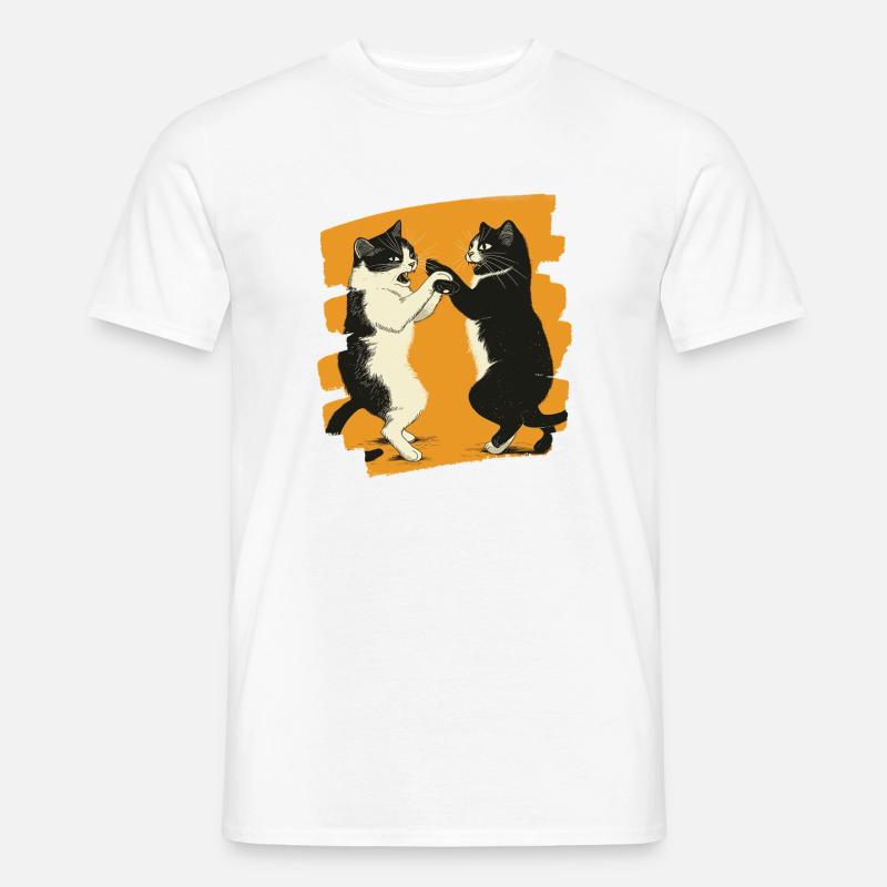 Japanischer Katzen Kampf - Männer T-Shirt - Weiß