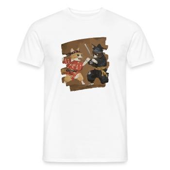 Japanischer Katzen Kampf - Männer T-Shirt - Weiß - Vorne - AI Model Male 178 dark (178cm)