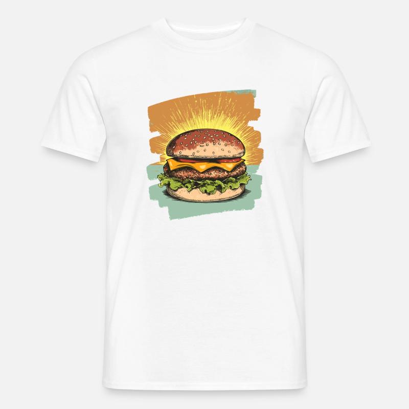 Burger Retro - Männer T-Shirt - Weiß