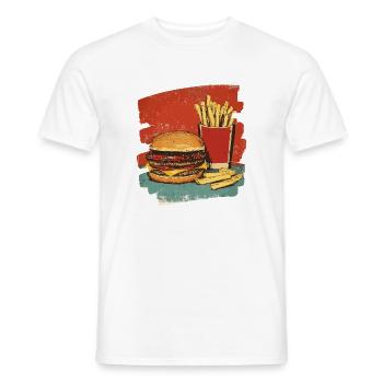 Burger und Fritten Retro - Männer T-Shirt - Weiß - Vorne - AI Model Male 178 dark (178cm)