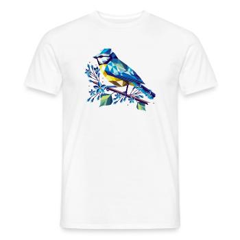 Bleu charmant sur une branche de lilas - T-shirt homme - blanc - Devant - AI Model Male 178 dark (178cm)