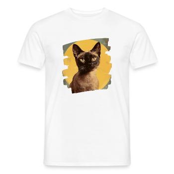 Burmese Burma Cat Retro - Men's T-Shirt - white - Front - AI Model Male 178 dark (178cm)