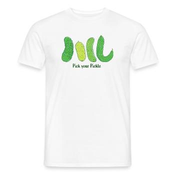 Pick Your Pickle: Green Cucumber Art - Men's T-Shirt - white - Front - AI Model Male 178 dark (178cm)