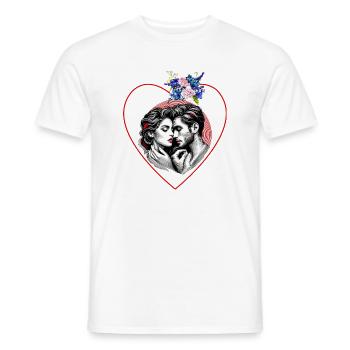 Duo de coeurs dans un cadre floral - T-shirt homme - blanc - Devant - AI Model Male 178 dark (178cm)