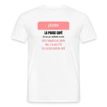 La pause café - Je suis pas assistante sociale - T-shirt homme - blanc - Devant - AI Model Male 178 dark (178cm)