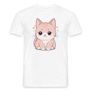 Mignon dessin animé chaton illustration - T-shirt homme - blanc - Devant - AI Model Male 178 dark (178cm)