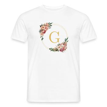 G Monogram, Couronne de fleurs, Personnalisable - T-shirt homme - blanc - Devant - AI Model Male 178 dark (178cm)